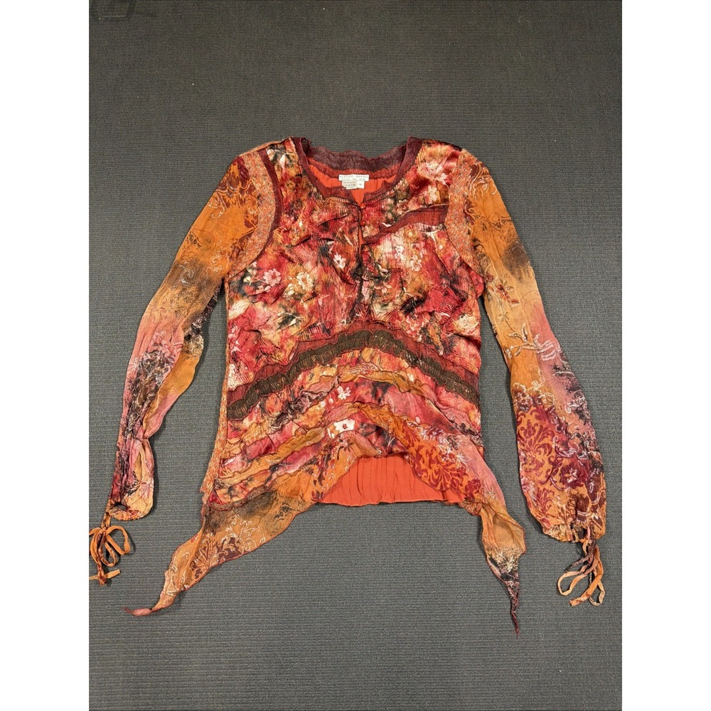 Alberto Makali Vintage Sheer Knit Long Sleeve Sparkly Top Size XL Fairy Fall